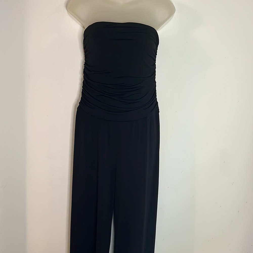 Allison Brittney Jumpsuit Women’s Size S Black Stretch Knit Tank Top Wide Leg